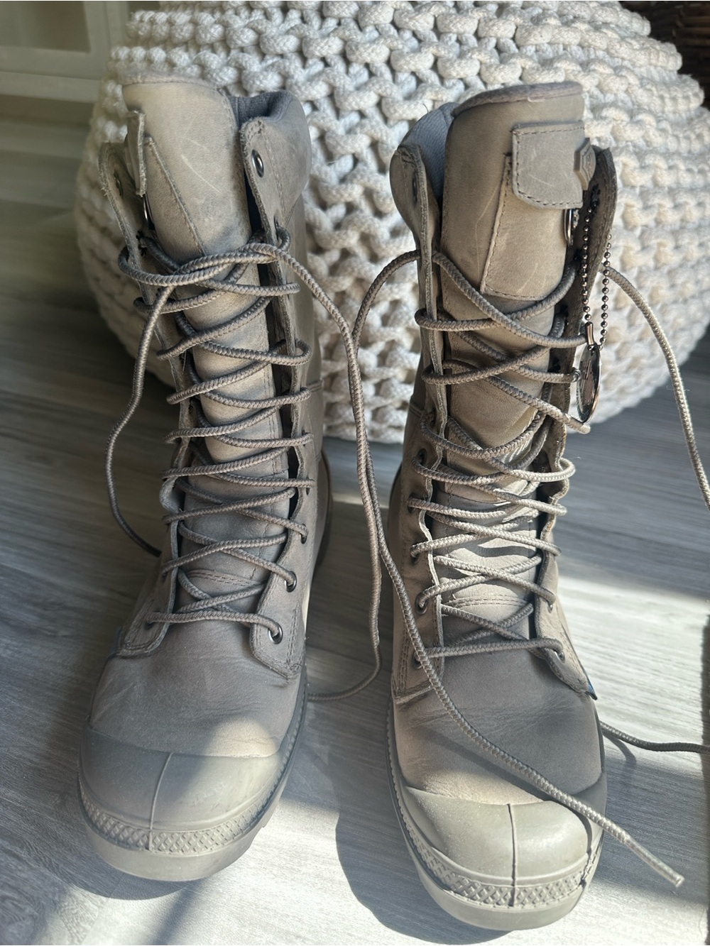 Women's Palladium Taupe Tactical Lace-Up Boot